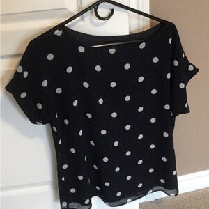 BR Banana Republic navy blouse with white polka dots  size M